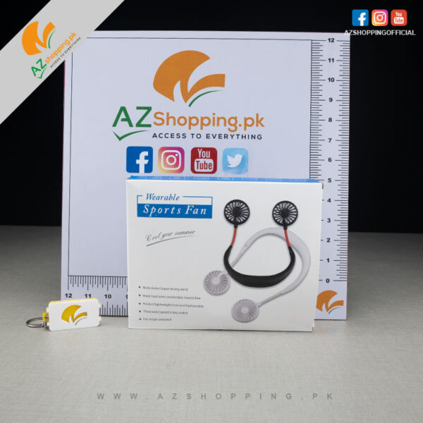 Rechargeable Electric Wearable Neck Double sided Fan – USB Chargeable Portable Mini Fan