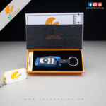 Keychain with Rechargeable Cigarette Flameless Lighter Classic Fashionable Fingerprint Touch