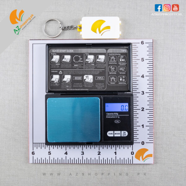 Digital Pocket Weighing Mini Scales with Backlit LCD Display – Weighing modes: g, oz, ct, gn, dwt, ozt – Weight Capacity: (0.1g-500g)