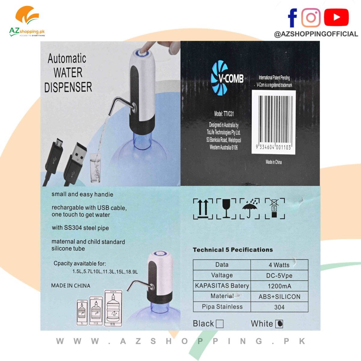Automatic Electric Water Bottle Dispenser Machine – Drinking Water Pump – Innovative Vacuum Action for Easy Operation