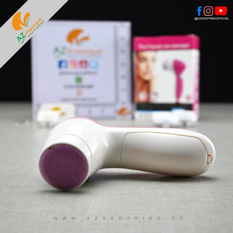 5 in 1 Electric Face & Body Beauty Care Massager Machine with Crude Polish, Latex Soft Sponge, Make-up Sponge, Rolling Massager, Soft Brush - Model: AE-8782