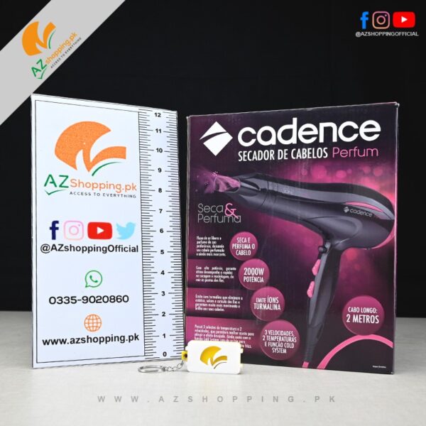 Cadence Perfume Hair Dryer (Fast Dry, Hot, Cold Wind Speed) With 3 Speeds, 2 Temperature Settings + Cold Air Jet – 220V 60Hz 2000W