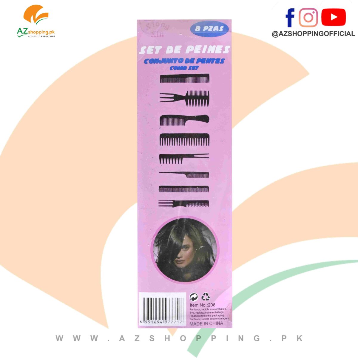 All in one Complete Professional Hair Styling Comb set - Item No: 208