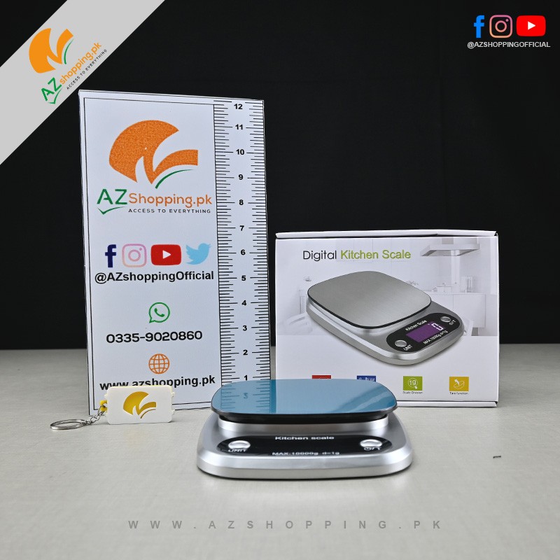 Stainless Steel Digital Kitchen Scale Maximum weight 10000g with Tare Function &  LCD Display, 4 Units: g, lb: oz, ml, fl. oz