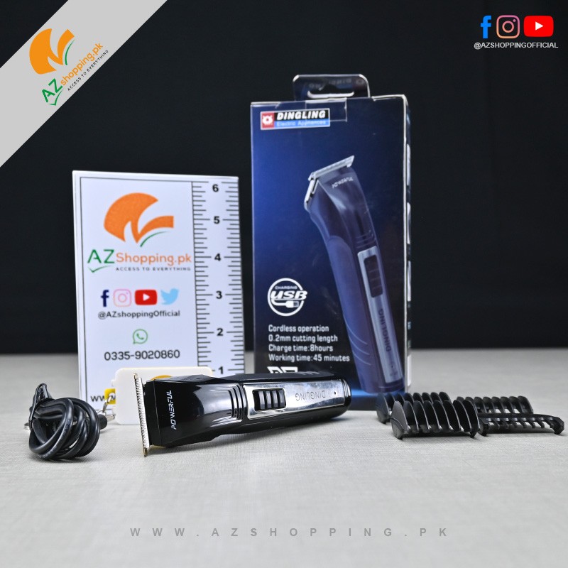 Dingling – Professional Electric Hair Clipper, Trimmer, Groomer & Shaver Machine with Precision T-Blade, 0.2mm Cutting Length – Model: RF-627