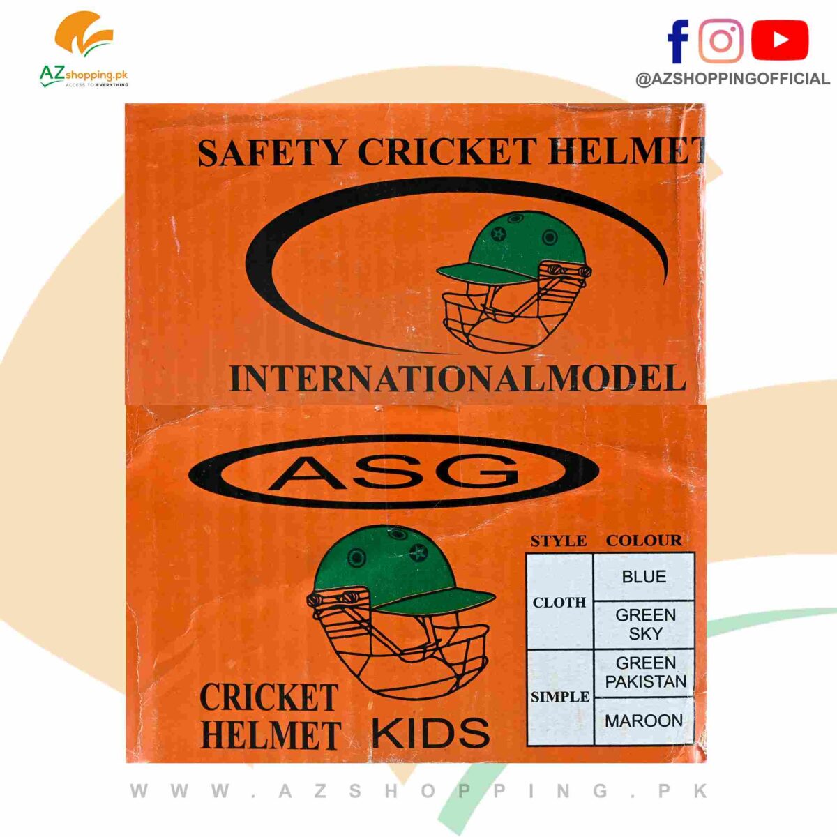 ASG Safety Cricket Helmet Shell Head Guard Hard Ball Protection – International Pakistani Flag Model