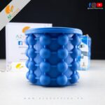 Silicone Space Saving Ice Cubes Maker Genie Bucket with Lid Holds up to 120 ice Cubes