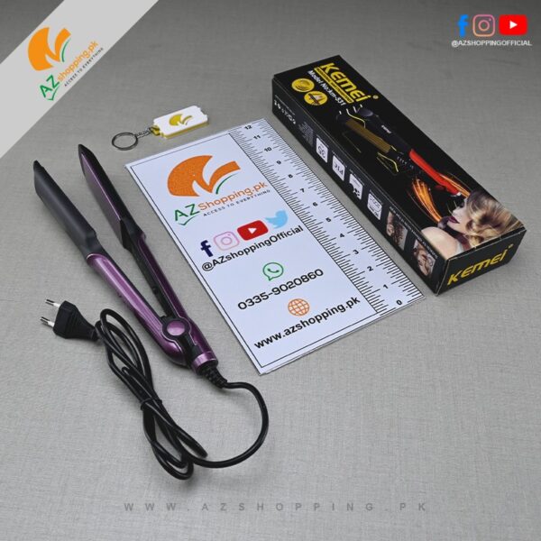 Kemei – 2 in 1 Professional Hair Straightener & Curler with Rapid Heating, PTC Heating Body, 110-240V 50/60Hz 35W – Model: KM-531
