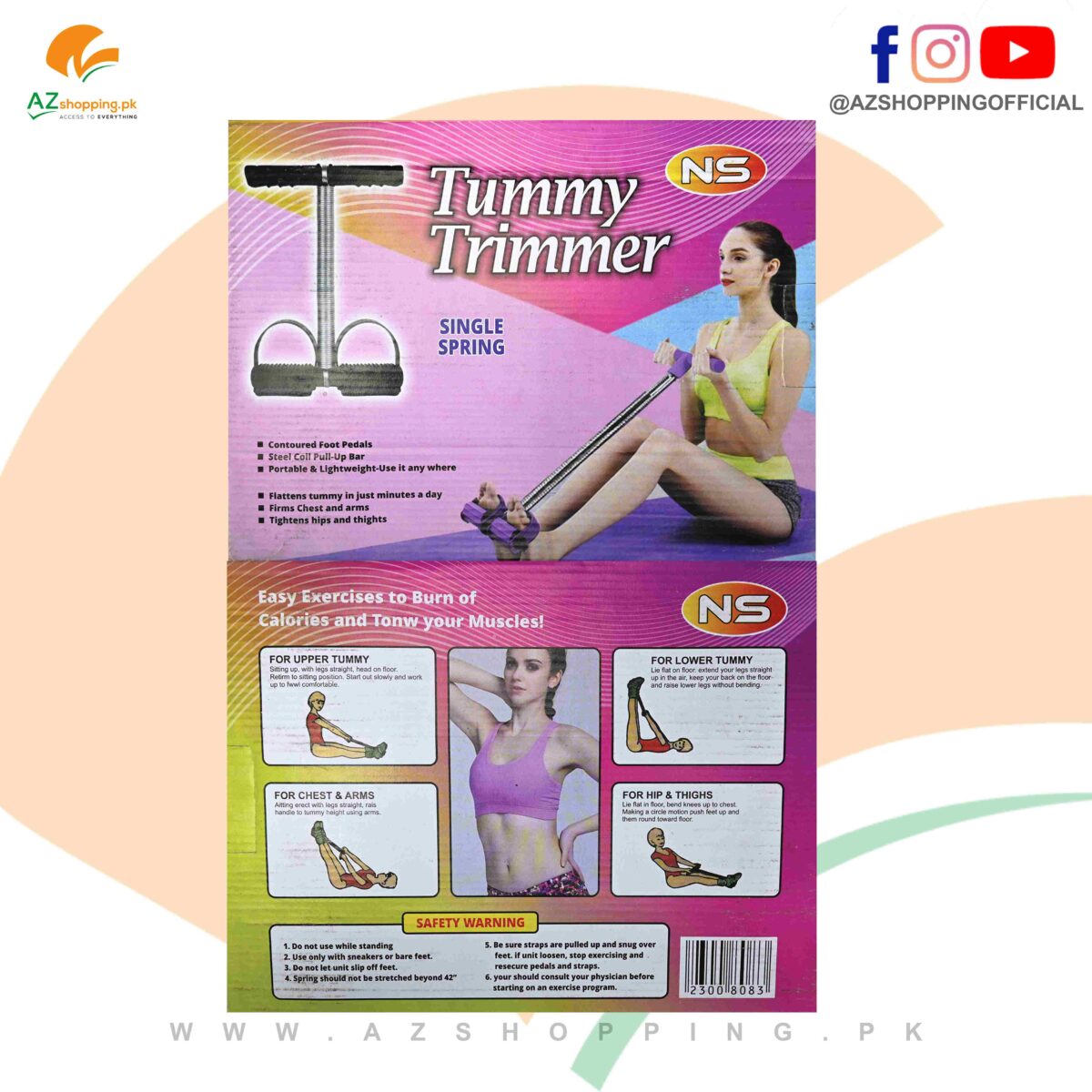 Tummy Trimmer Exerciser Single Spring for Upper & Lower Tummy, Chest & Arms, Hip & Thighs