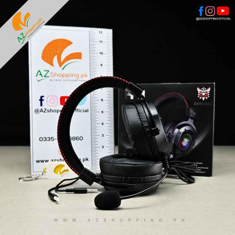 Onikuma – Professional Gaming Headset with Surround Sound – Mic & Red LED Light for PC, Consoles, Mobile, Laptop – Model: K3