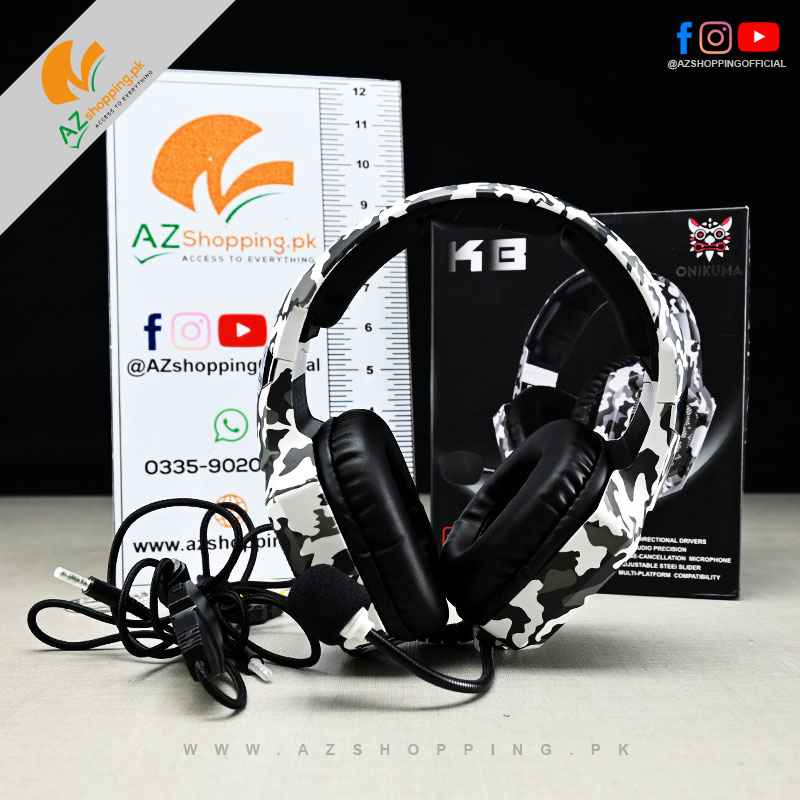 Onikuma – Professional Gaming Headset with Surround Sound, Mic & RGB LED Light for PC, Consoles, Mobile, Laptop – Model: KB
