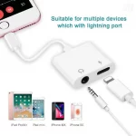 2 in 1 Lightning to Lightning (PD Charging Port) & 3.5mm Headphone Jack Charge Adapter – Charging & Listening Music at the Same Time – Compatible with All Apple Devices, iPhone, iPod, iPad – Model: MH030