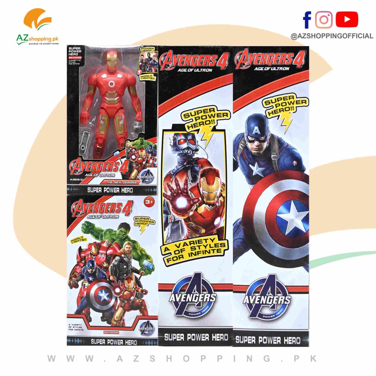 Avengers 4 Age of Ultron – Super Power Hero – Pack of 5 Action Figures (Ironman, Thor, Hulk, Captain America, Antman)