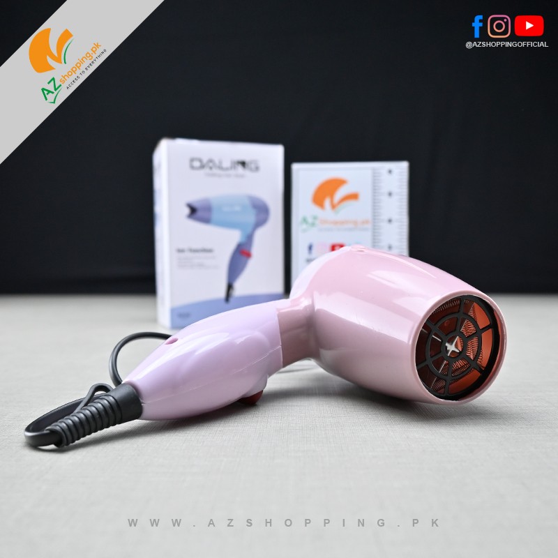 Daling – Folding Hair Dryer with Ion Function 800W Compact with 2 Temperature Settings & 1 Speed Setting (Fast Dry, Hot, Cold Wind Speed) - Model: DL-3001