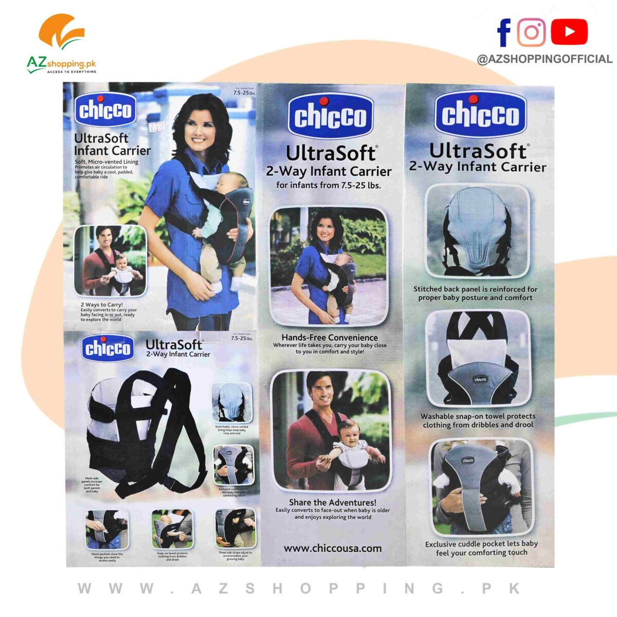 Chicco – Ultrasoft 2-Way Infant Carrier for Newborns and Infants between 7.5 to 25 Pounds, Soft, Micro-Vented Lining, Mesh Side Panels