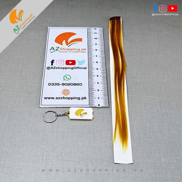 Female Hair Extension Golden Strip with invisible Wire Hair clip, 18 Inches & 100% Natural