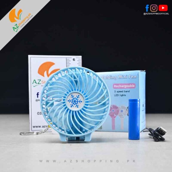 Handy Folding Electric USB Rechargeable Mini Fan with 3 Level Cooling Speed Band & LED Flashlight Torch – Model: 41965