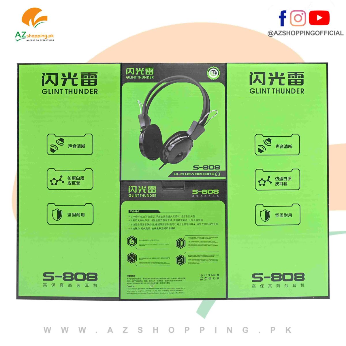 Glint Thunder – Hi-fi Headphone On-Ear For Phone, Pc, laptop – Model: S-808