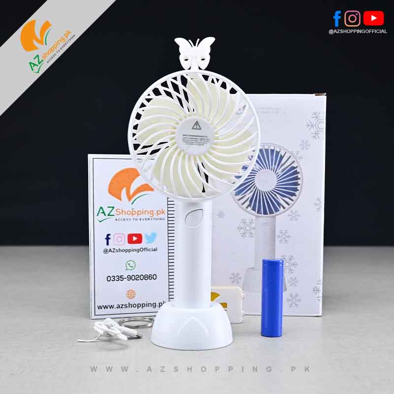 Rechargeable Portable Electric Mini Fan Eternal classics Butterfly with 3-Speed Options – Built-in Lithium Battery 1200mAh – Model: SS-2
