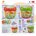 Music Flash Drum Dynamic Lamplight Educational Toy for 3+ Years with 8 Instrument, 13 Sound, 11 Song, 8 English, 11 Drumbeat – Model: LX 608