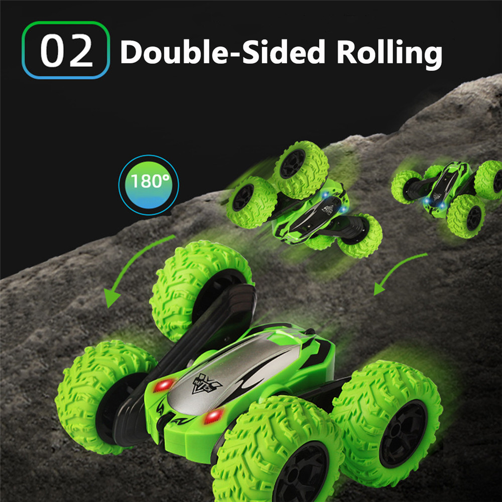 JZL – 2.4G Wireless Remote Control RC Double-Sided 360 Degree Arm twisting Stunt Rock Crawler Car Toy with LED Lights for Kids 6+ Ages – Model: NO.3388