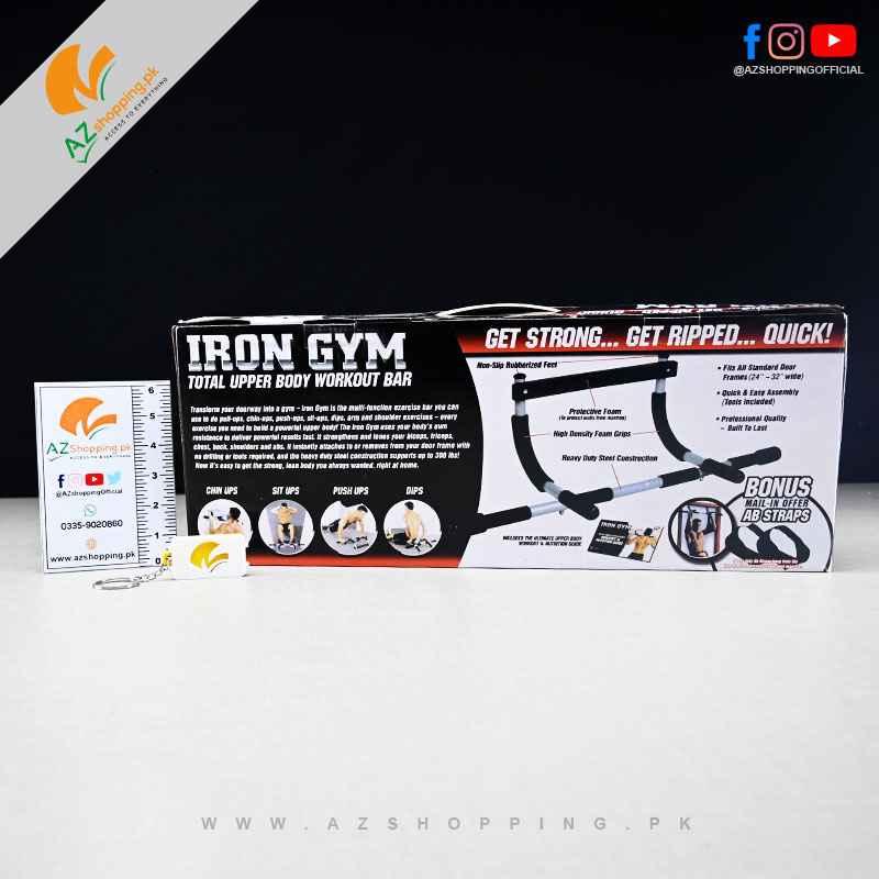 Iron Gym – Total Upper Body Workout Adjustable Bar Pull-Ups, Sit-Ups, Push-Ups, Chin-Ups, Dips, Arms & Shoulder Exercises