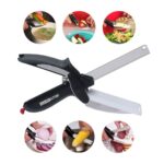 2 In 1 Kitchen Knife & Cutting Board - Stainless Steel Clever Food Cutter Scissor Smart Knife with Built-in Cutting Board for Cutting, Chopping, Slicing