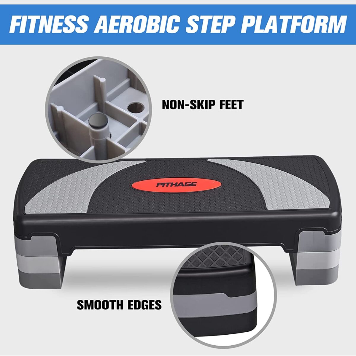 Adjustable Step Up Exercise Platform Non-Slip Aerobic Fitness Stepper
