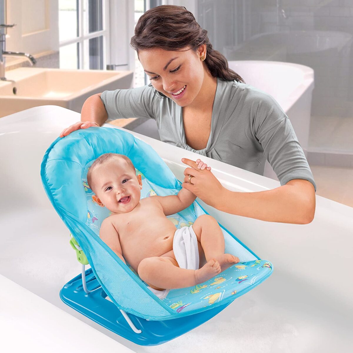 Junior Baby Bather Bath Tub with Removable head cushion & 3 Reclining Position for Ages 0 to 12 months & Carrying Capacity Up to 10kg