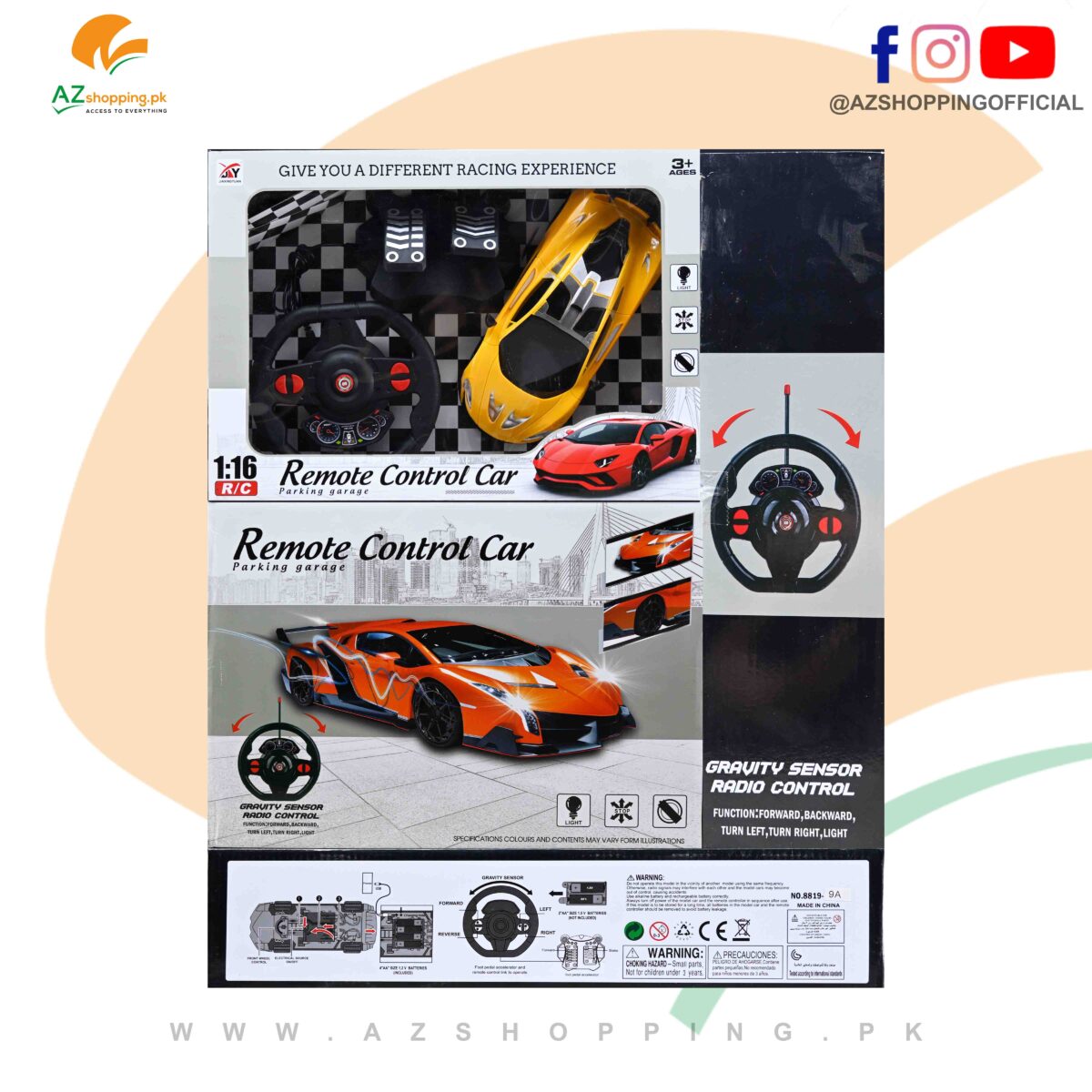 Remote Control Car with Steering Wheel & Pedals for Ages 3+ & 1:16 R/C - Model: NO.8819-9A