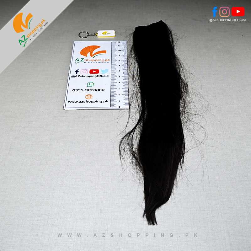Female Silky Hair wig Extension with invisible Wire Hair clippers, 21 Inches & 100% Natural – Black