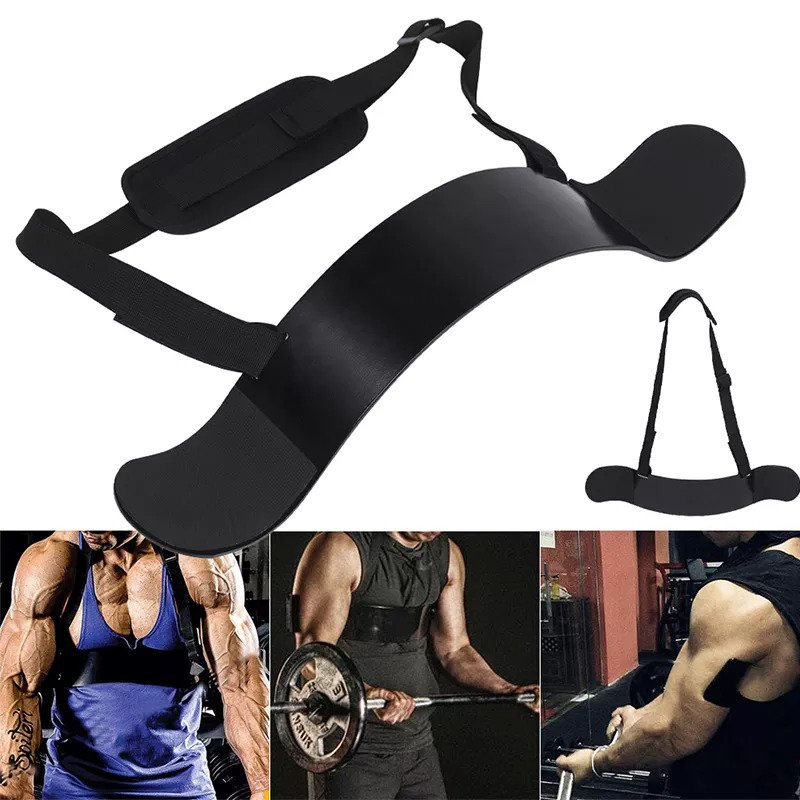 Weightlifting Arm Blaster Preacher Curl Bar for Biceps and Triceps Heavy Duty Biceps and Dumbbells Training Equipment with Neck Support, Thick Elbow Padding