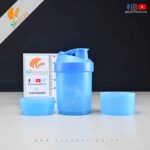 3 in 1 – 400Ml Gym Protein Shaker BPA Bottle with Blender Spring Ball Mixer, Steel Handle & 2 Twist-on Storage Container Cups