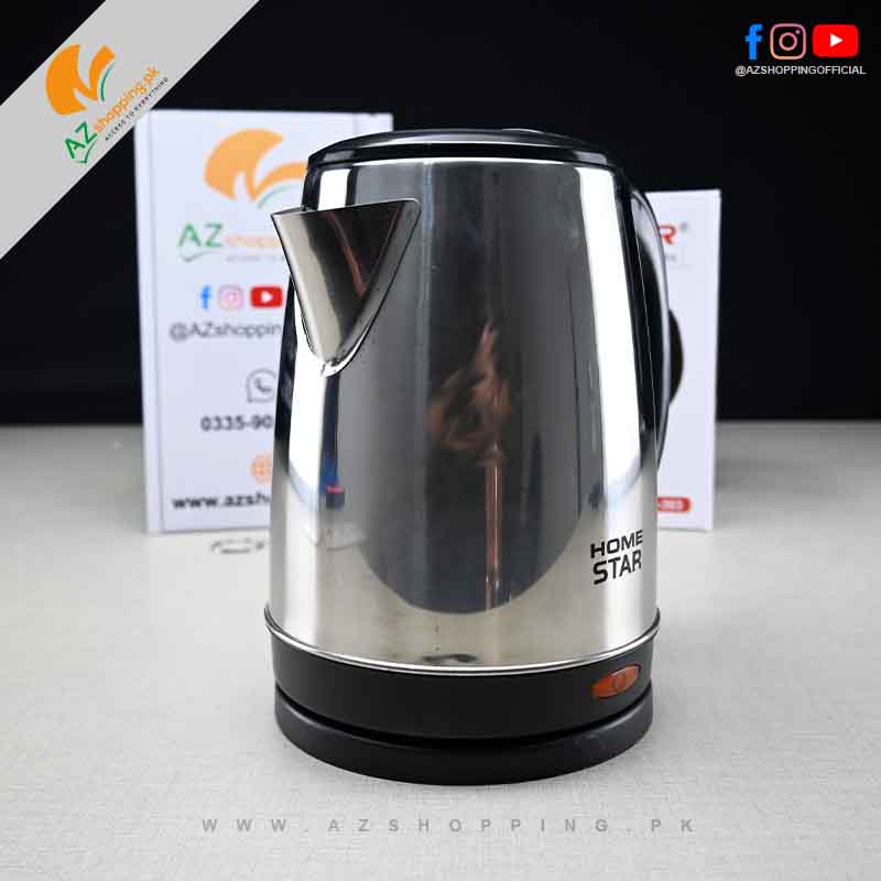 Homestar – Electric Kettle Stainless Steel with 1500W & 2L Capacity for Tea, Coffee, Water – Model: HS303