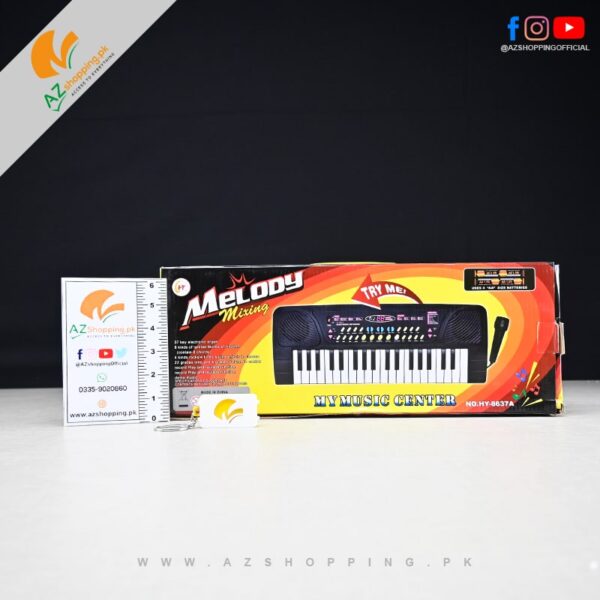 Musical Electronic Keyboard Piano with Mic Melody Mixing Piano Toy & 37 Key Electronic Organ, 8 Kinds of Tones, Timber, Rhythm, Chords – Model: NO.HY-8637A