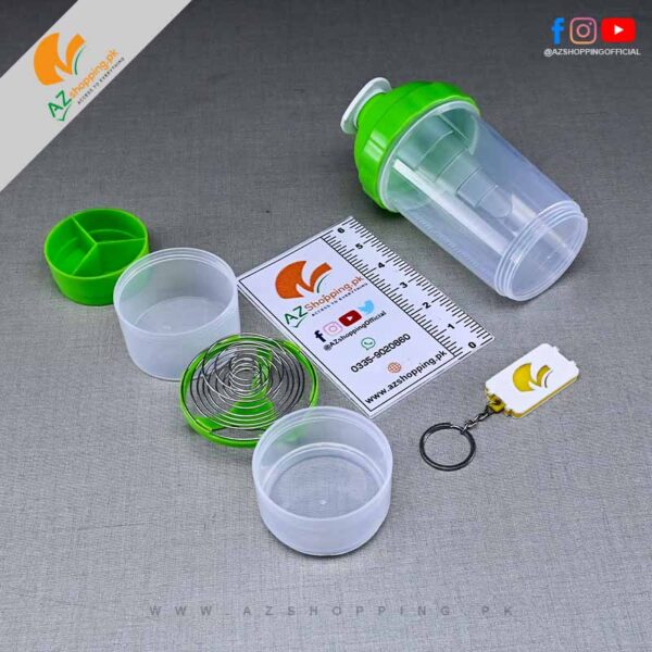 3 in 1 – 500Ml Gym Protein Shaker BPA Bottle with Blender Spring Ball Mixer & 3 Twist-on Storage Container Cups