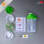 3 in 1 – 500Ml Gym Protein Shaker BPA Bottle with Blender Spring Ball Mixer & 3 Twist-on Storage Container Cups