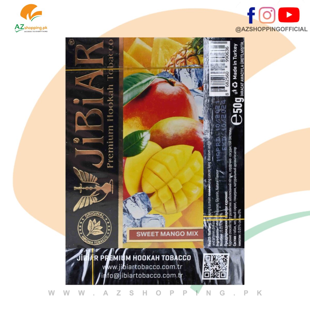 Jibiar Tobacco – Premium Hookah Tobacco Shisha Sweet Mango Mix Flavor – 50 gram