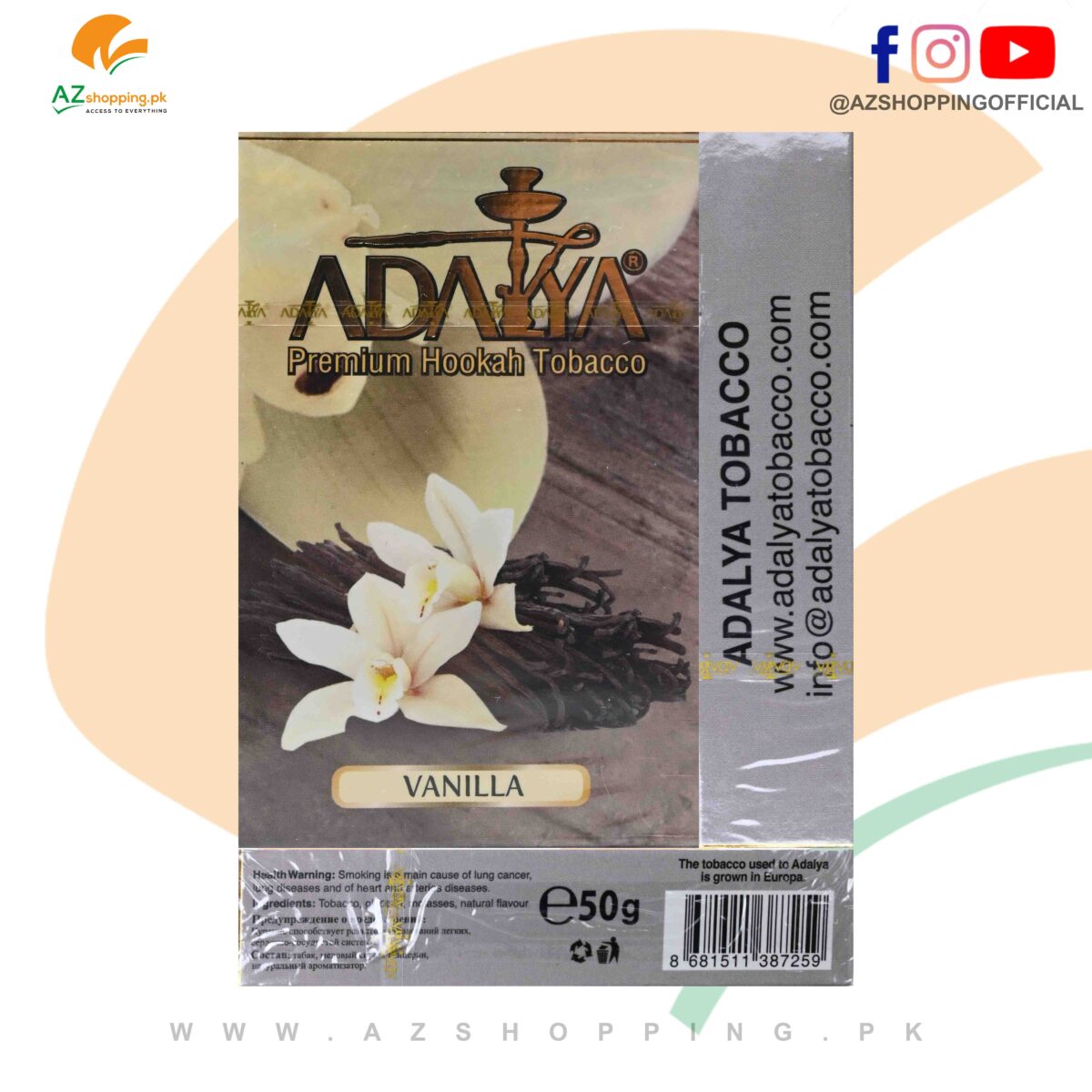 Adalya Tobacco – Premium Hookah Tobacco Shisha Vanilla Flavor – 50 gram
