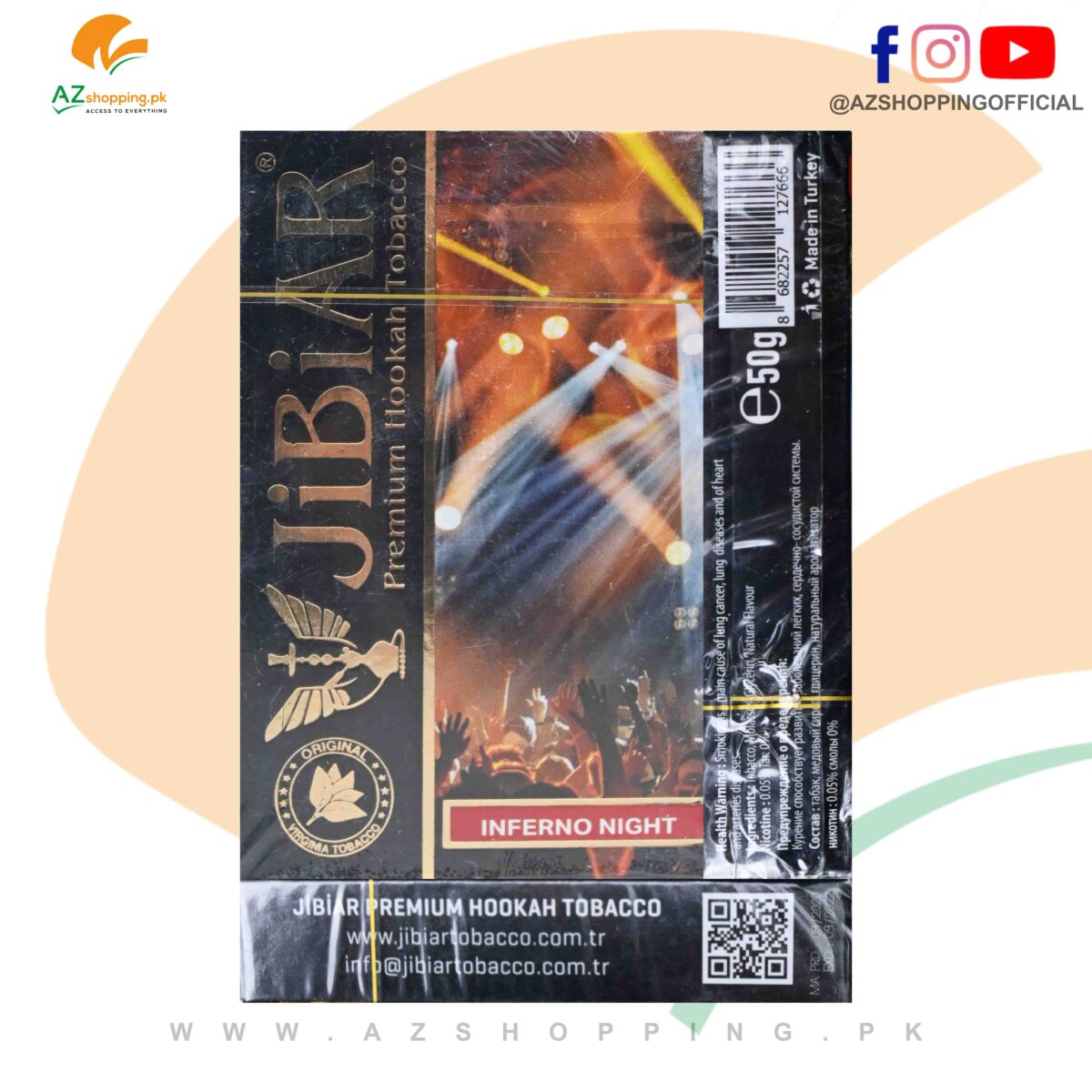 Jibiar Tobacco – Premium Hookah Tobacco Shisha Inferno Night Flavor – 50 gram