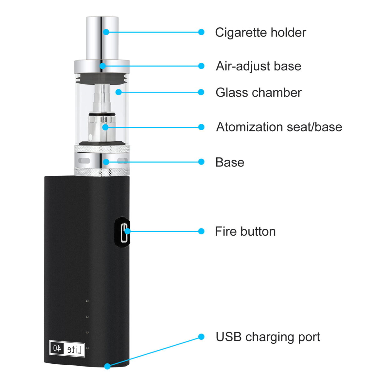 JomoTech Lite 40 Vape Started Kit - Electronic E-Pen Cigarette with 2200mAh Battery, 3ml Volume & 40W Power