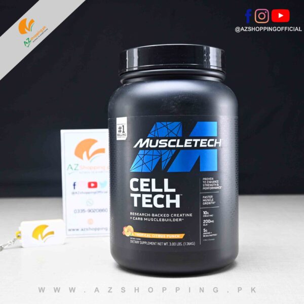 MusleTech – Cell Tech Research-Backed Creatine + Carb Muscle Builder for Enhance Strength & performance, Faster Muscle Growth – 3 LBS. (1.36KG) (New Packing)