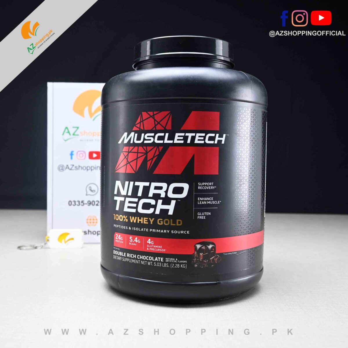 Muscletech – Nitrotech 100% Whey Gold Peptides & Isolate Primary Source for Support Recovery, Enhanced Lean Muscle & Gluten Free – 5 lbs
