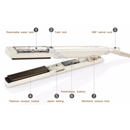 Riwa – Steaming Hair Straightener with 2 Setting for Steam & Adjustable Temperature – Model: RB-693A