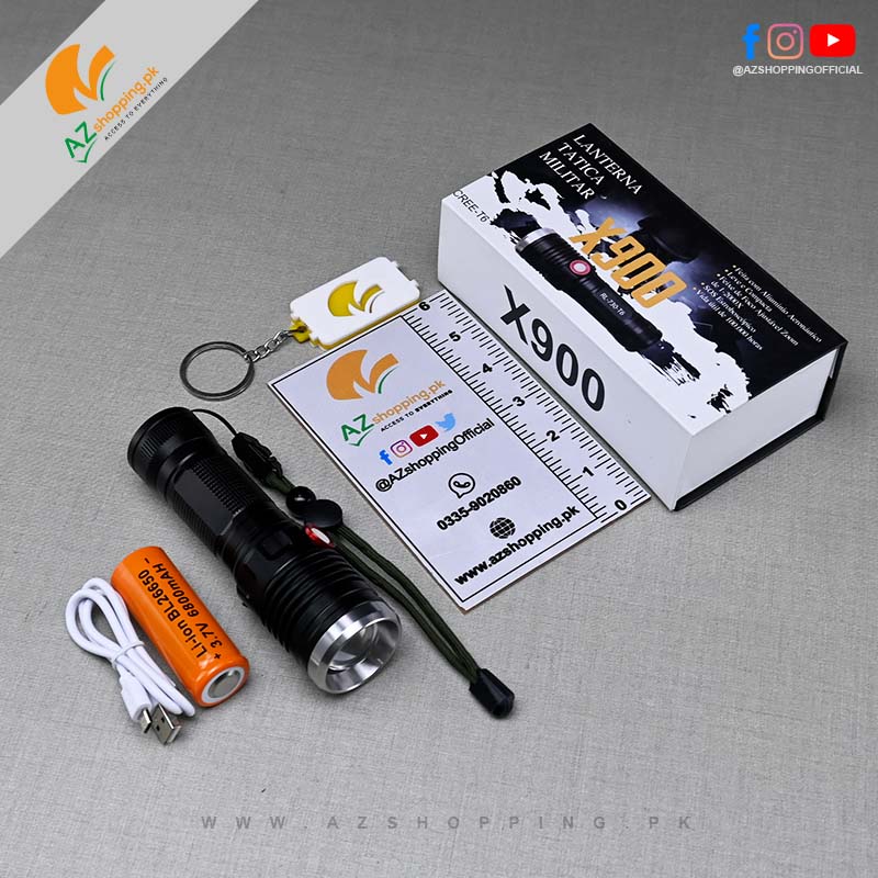 Military Aluminum Torch X900 Super Bright LED Flashlight Waterproof & Adjustable Zoom-in & Zoom-out