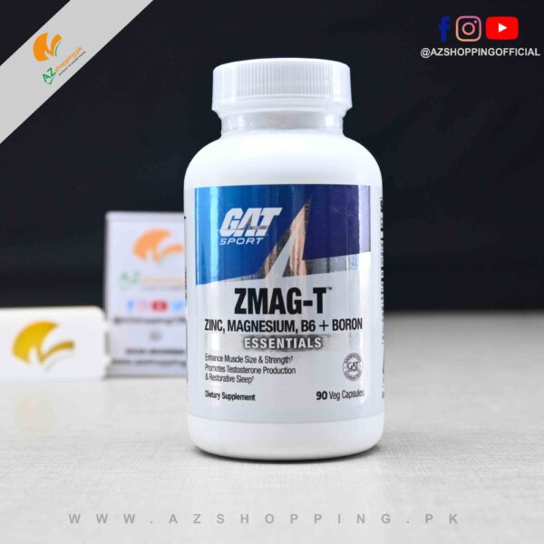 GAT Sport – ZMAG-T – Zinc, Magnesium, B6 + Boron – Essentials – For Increase Muscle Size & Strength, Promotes Testosterone Production & Restorative Sleep - 90 Veg Capsules