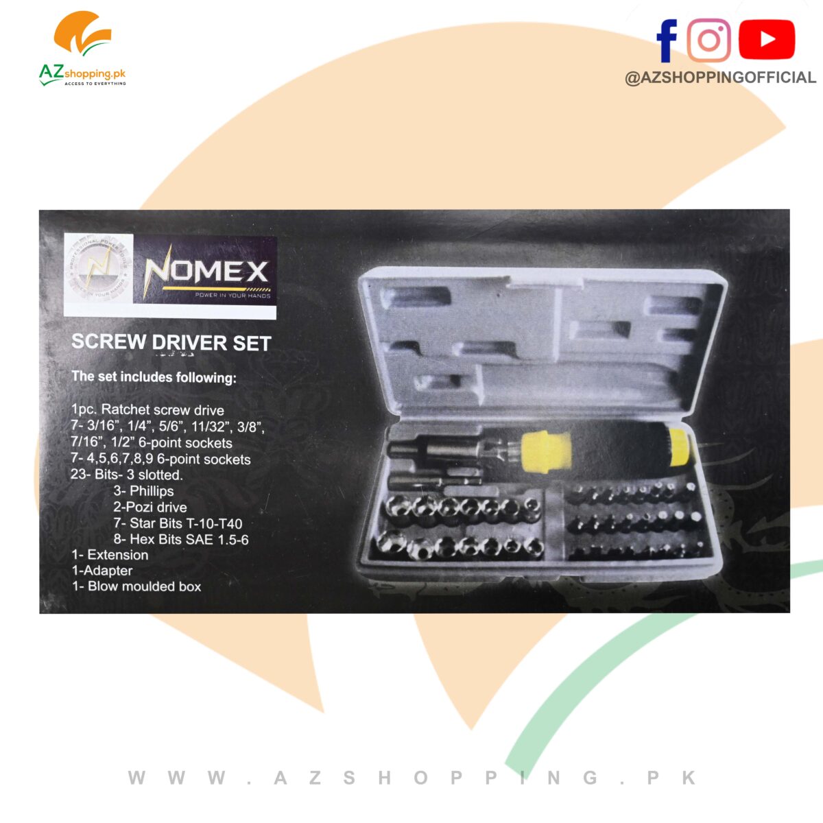 Nomex – Screw Driver Set – 41 Pcs Bit and Socket Set – Model: Item No.:ST606192