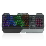 LESHP – Water-Cooled LED Backlit RGB Mechanical Gaming Wired Keyboard with Wrist Support - Full Size Qwerty 108 Keys & Programmed RGB Effects – Silver