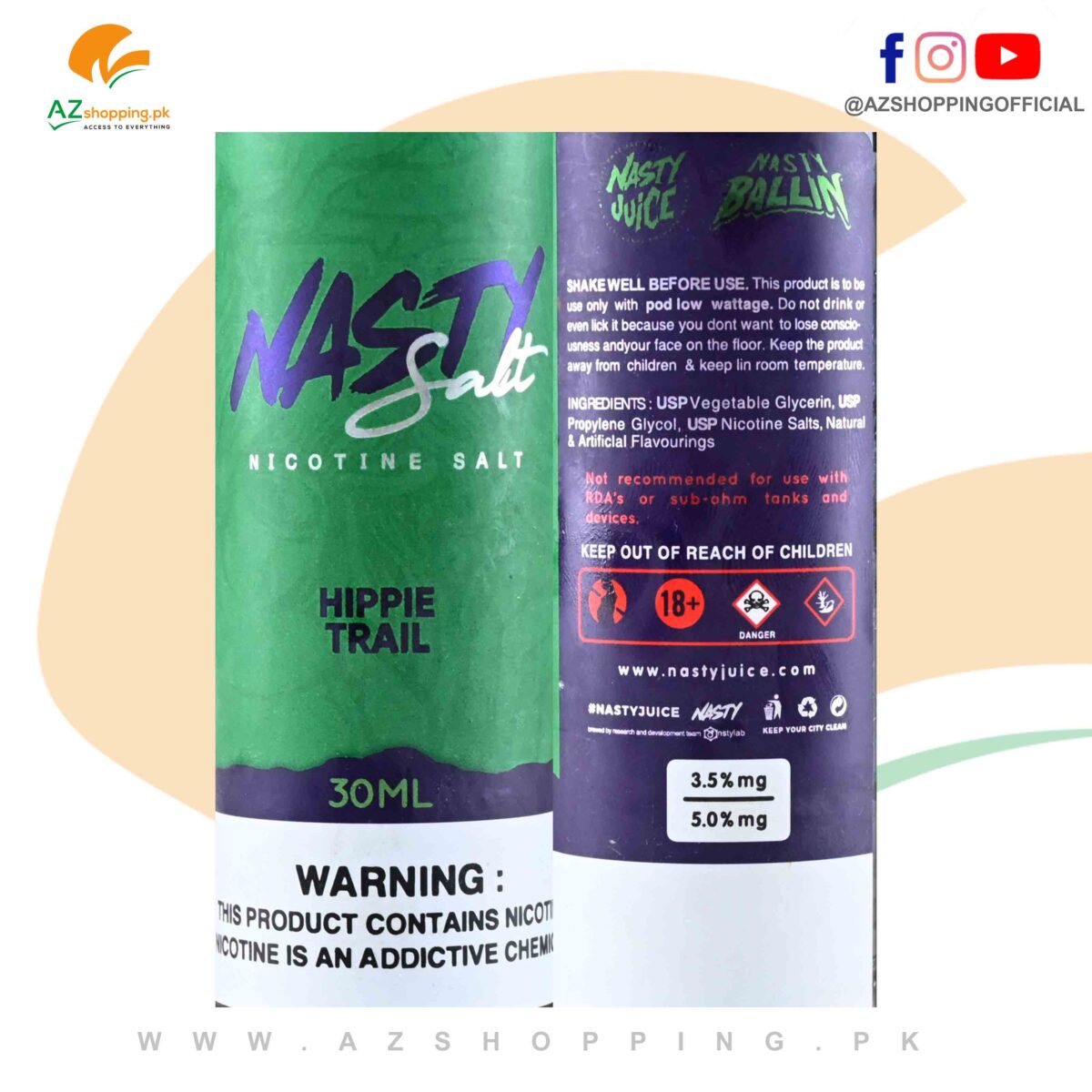 Nasty Salt – Salt Series - Hippie Trail E-Liquid Flavor 30ml (35mg)