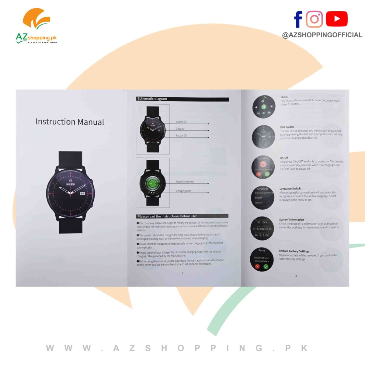 Smart Watch with Band & Magnetic Charger